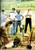 Visitors to MOTHER's Eco-Village benefit from hansom, Show-How workshops (1982).